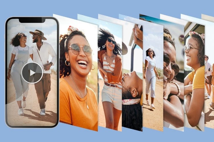 A group of photos of people on a phone.