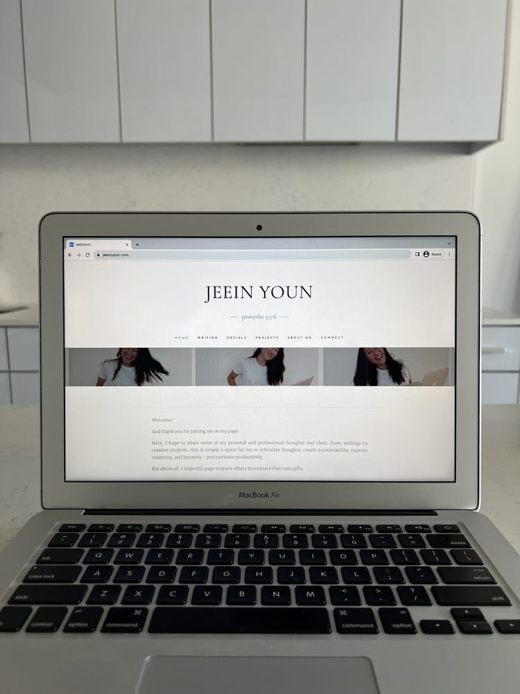 Image of JeeIn Youn's website on a laptop.