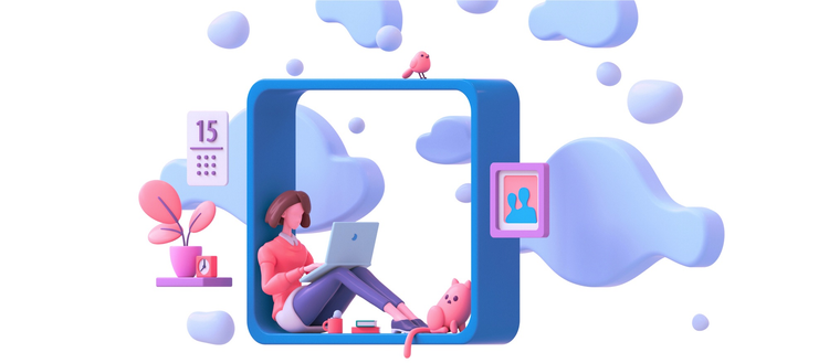 ilustração de jovem trabalhando em seu computador, automação de processos