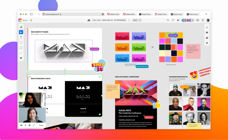 Interface do Creative Cloud Canvas