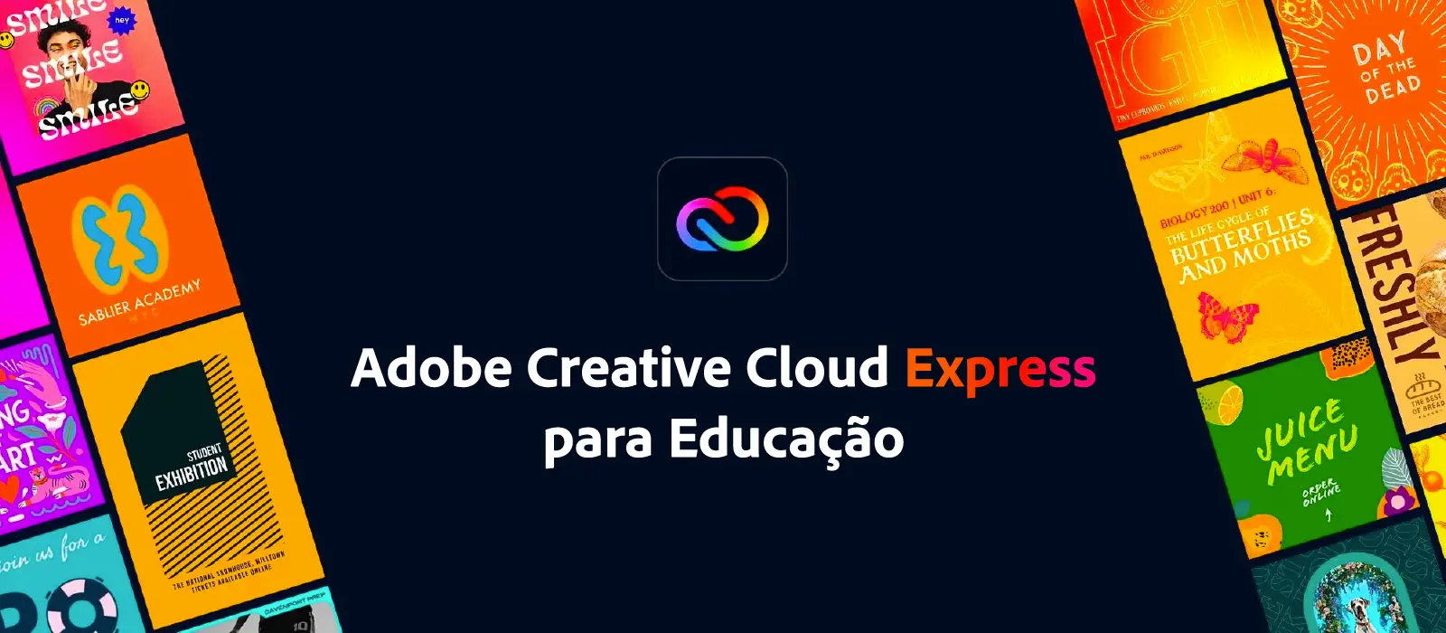 Cobrir com o texto Adobe Creative Cloud Express for Education