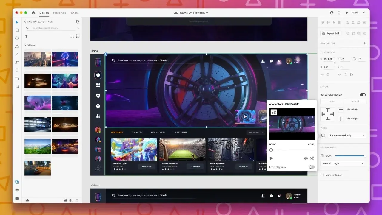 Vídeo explicativo do Adobe XD que mostra o passo a passo para adicionar vídeos ao protótipo