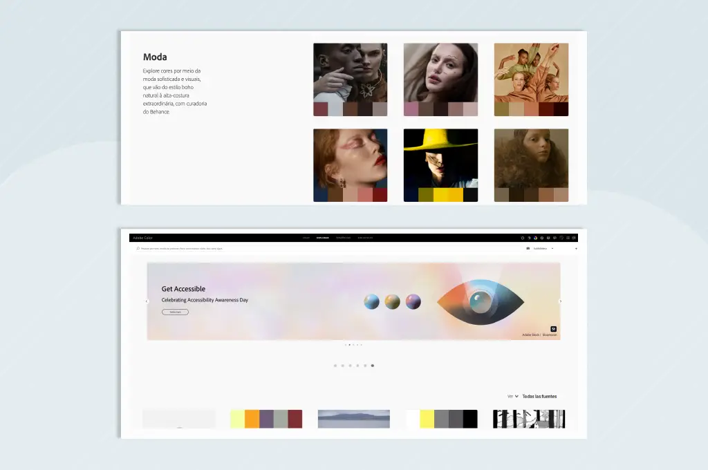captura de tela do adobe color no menu extrair tema