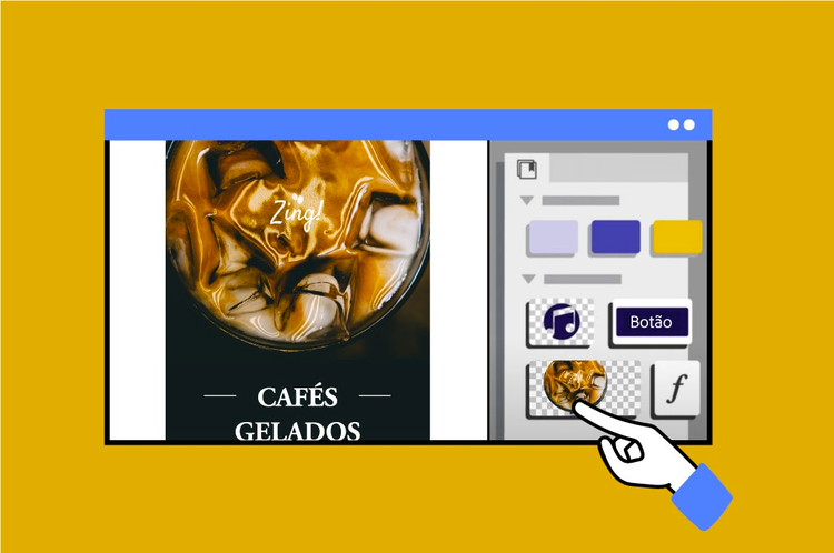 ilustração de uma mão apontando para uma janela da web apresentando bibliotecas de nuvem criativas