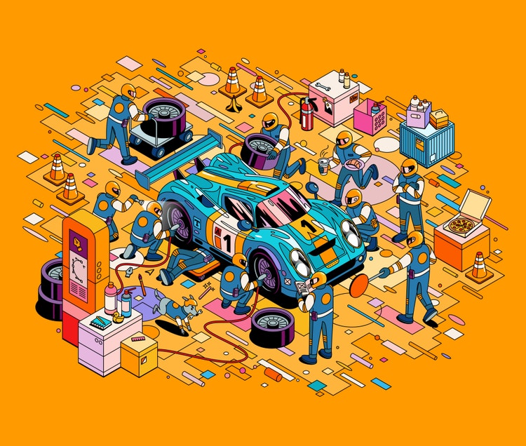 Na imagem, exemplo da Recoloração Generativa sendo utilizada no Adobe Illustrator, potencializada pelo Adobe Firefly. Imagem rica em tons de amarelo e azul.