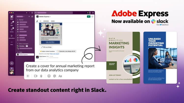 Adobe Express. Now available on Slack.