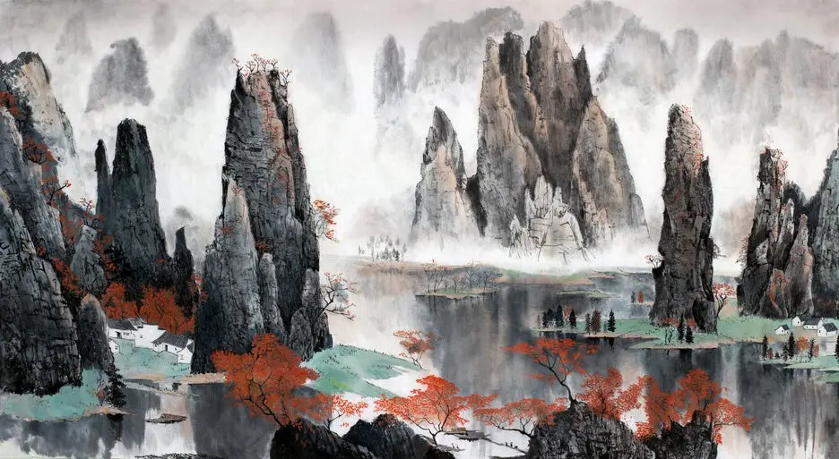 Chinese landscape of mountains and water