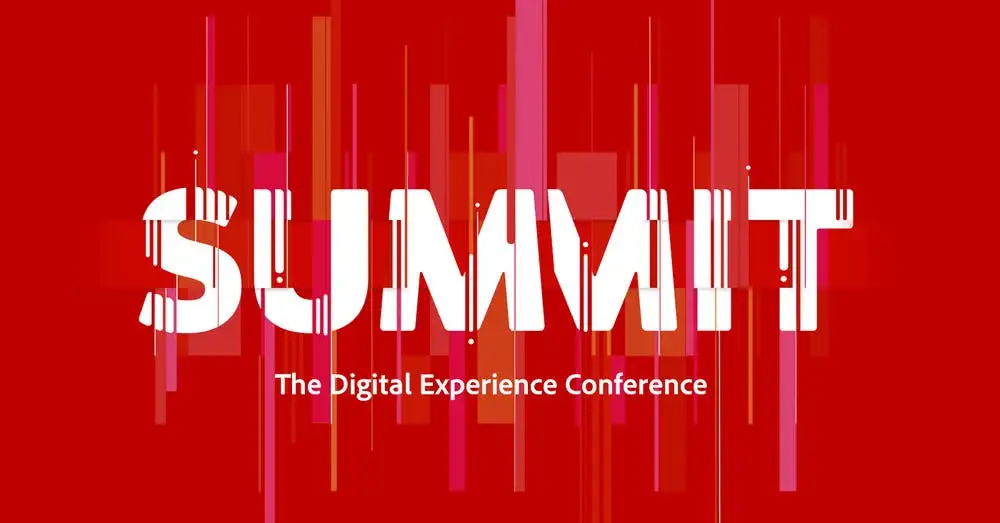 Summit the digital experience conference on a red background.