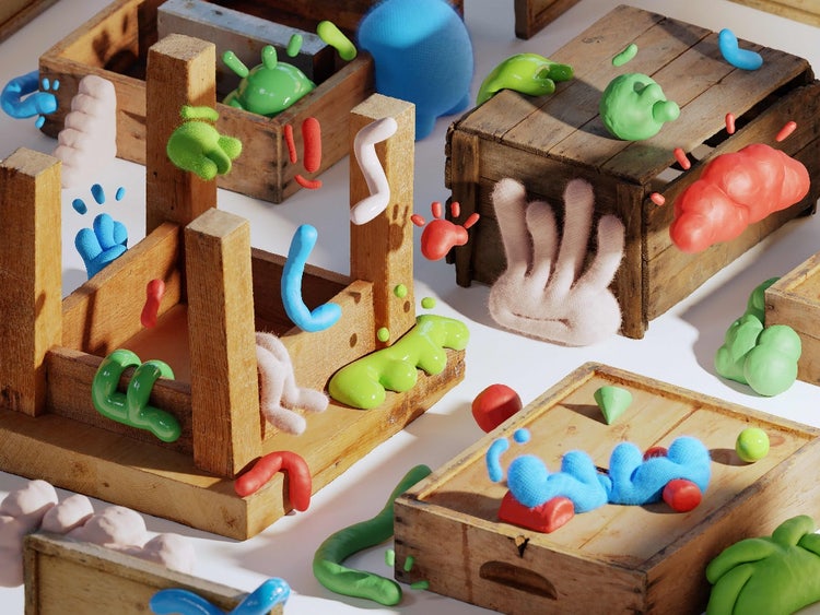 Image of 3D assets made using Substance 3D Sampler.