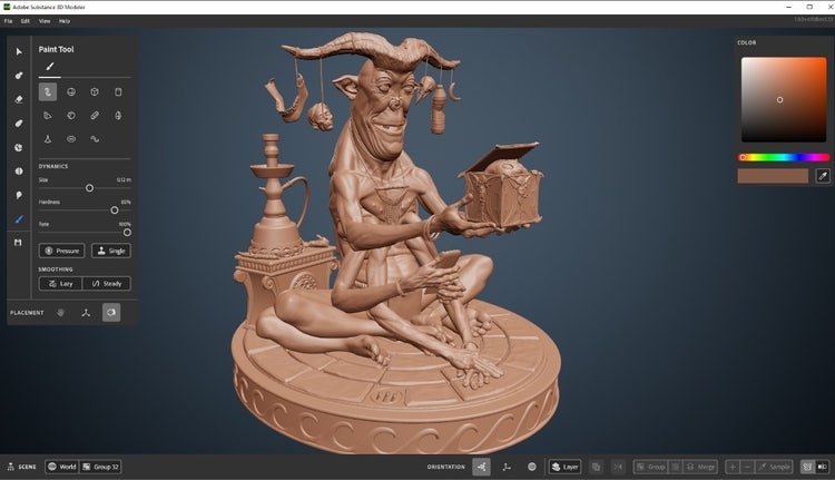 Screenshot of Adobe Substance 3D modeling app Modeler.