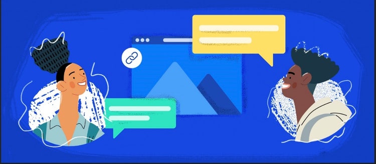 Illustration of two people collaborating.