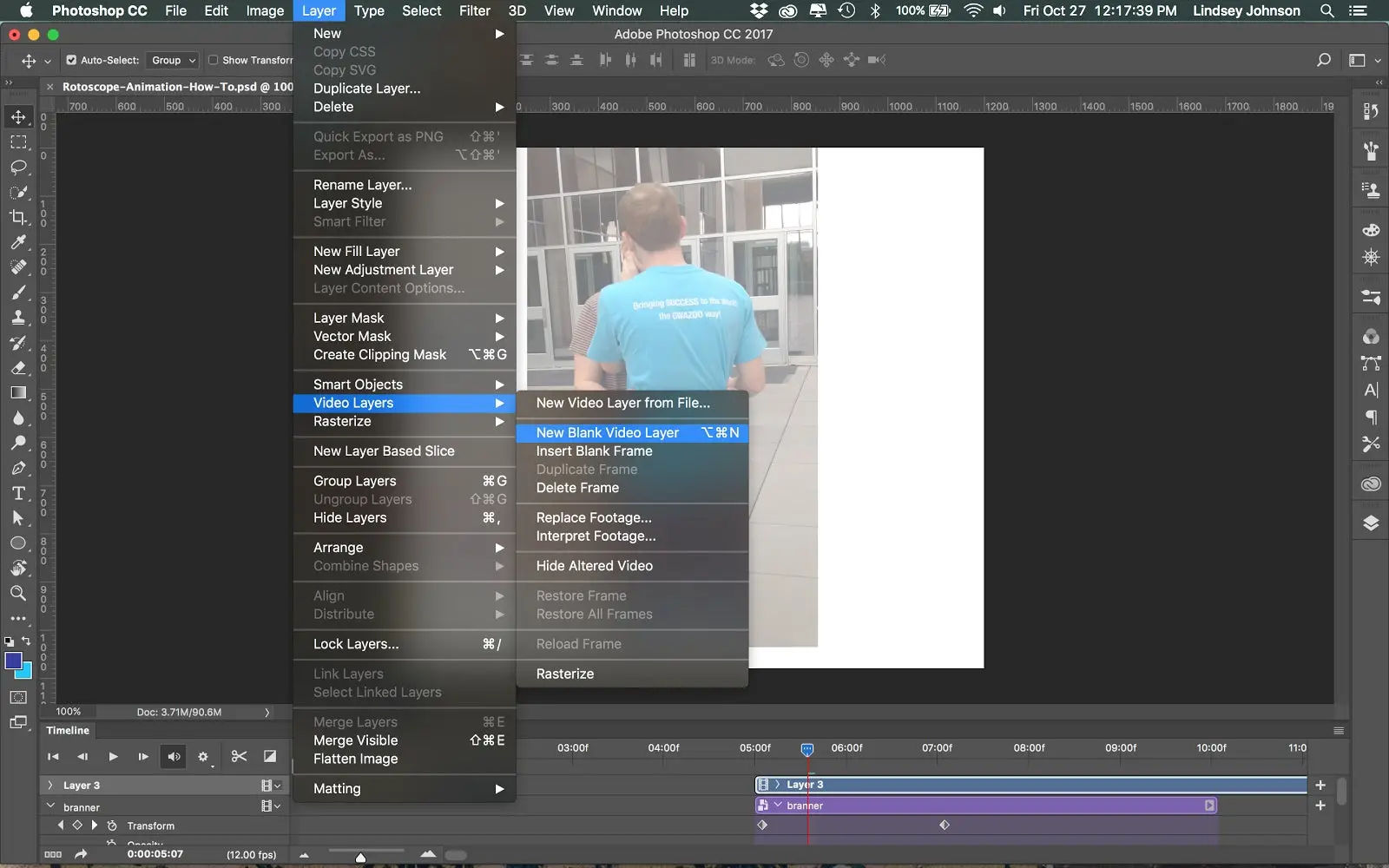 Image shows how to add the video layer.