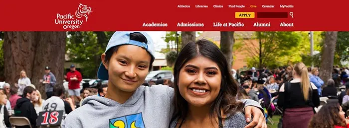 Pacific University's New Website Homepage Designed Using Adobe XD.