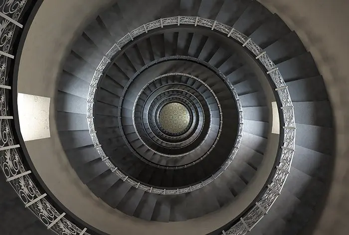 A round staircase.