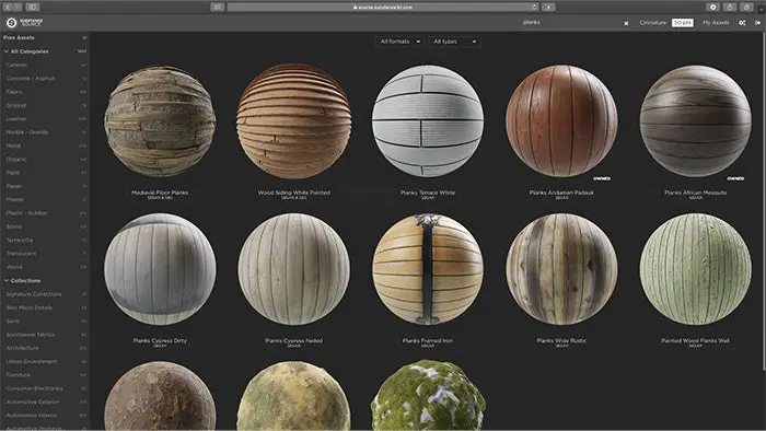 Some of the materials available in Substance Source.