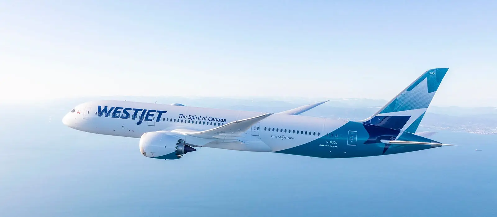 WestJet Boeing 787-9 Dreamliner photographed on March 5, 2018 by Chad Slattery from Wolfe Air Learjet 25.