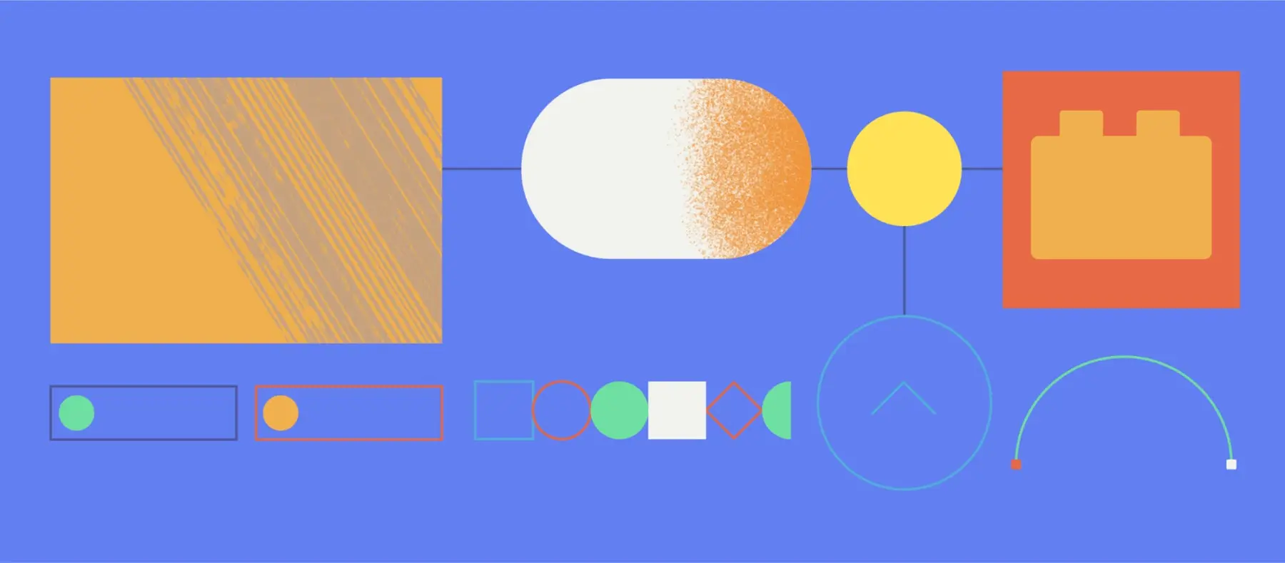 A graphic illustration of components in a design system.