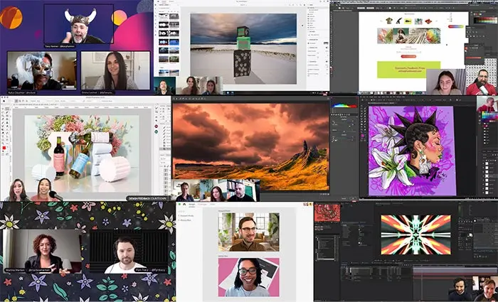 A collage of livestreams from Adobe Live contributors.