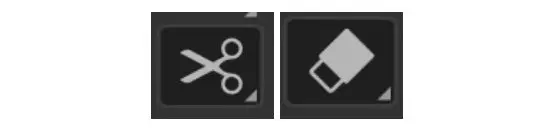 Scissor and eraser tool icons