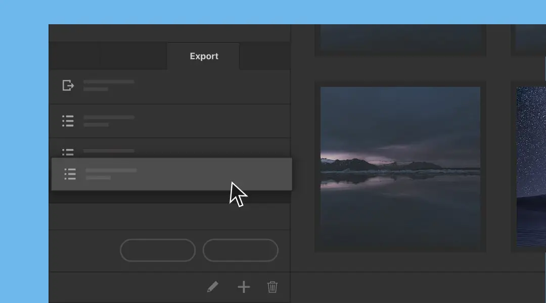 Presets in the Adobe Bridge Export panel can be resorted by drag and drop.