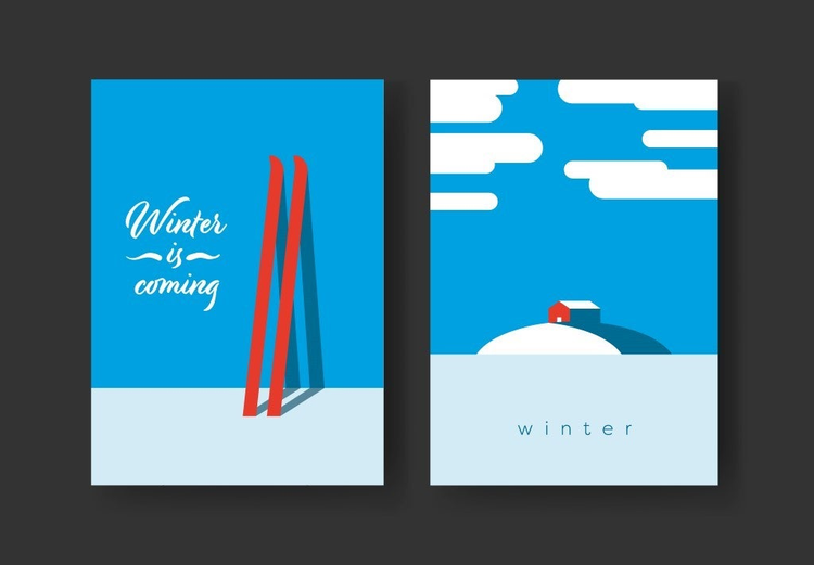 Winter is coming card with skis.