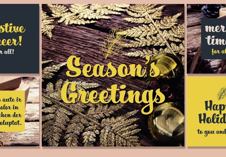 Yellow and brown Season's Greetings card.