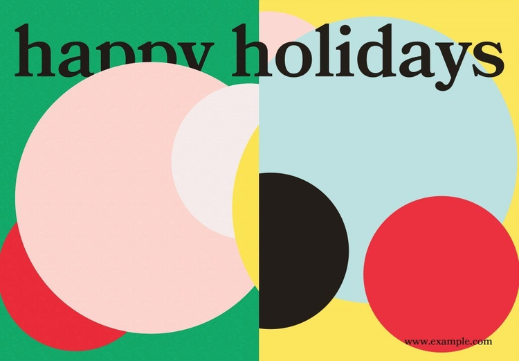 Happy holidays card with colorful balls on it.