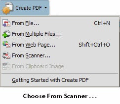 From Scanner Dialog in Acrobat