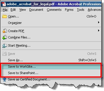 Swiftwriter menu options in Acrobat