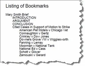 PDF Bookmark List