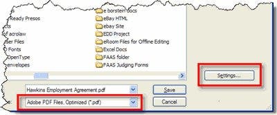 Getting to the PDF Optimizer via SAVE AS