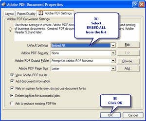 Choosing Embed All setting