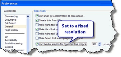 Setting the Snapshot tool to a fixed resolution