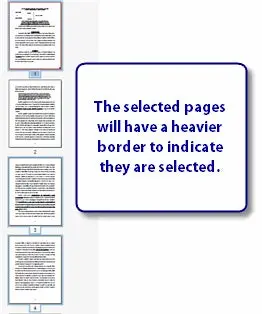 The selected pages will have a heavier border to indicate they are selected.