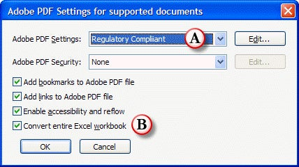 Edit Excel settings