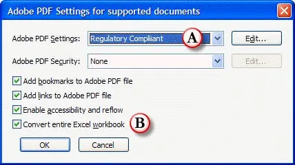 Edit Excel settings