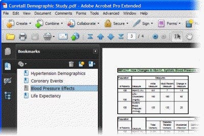 A nicely bookmarked PDF created from Excel