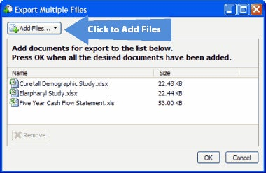 Export Multiple Files Window