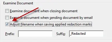 Choosing Adjust File Names when saving Redaction Marks in Acrobat 9