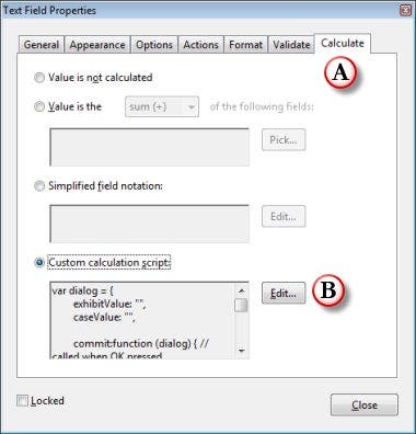 Calculate Tab of field properties