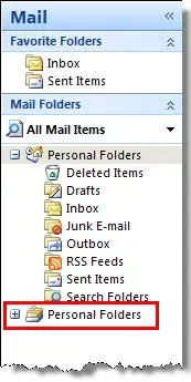 Personal Folders listed in Outlook