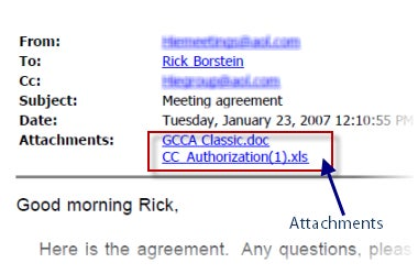 Email appearance and attachments