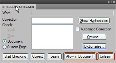 Allow In Document And Unlearn Buttons
