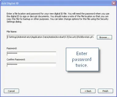 Enter a password for your digital ID.