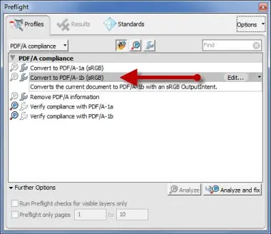 Converting the document to PDF/A-1b