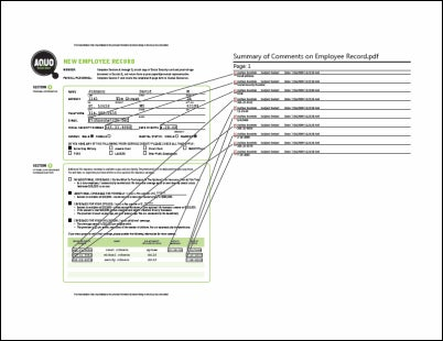 A comment summary page in Acrobat