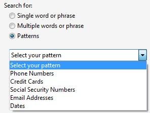 F‌ind pattern-based information