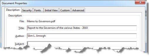 The Document Properties tab of Acrobat X