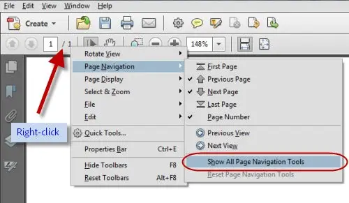 Customizing the page navigation tools in Acrobat