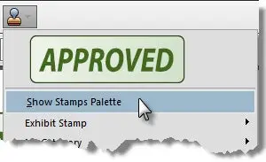 Picture: Finding the Stamps Palette option in the Stamps menu